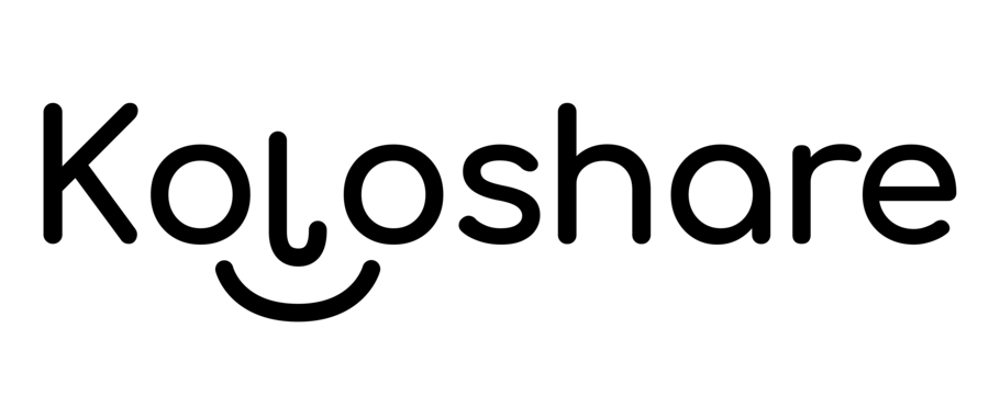 The Koloshare wordmark in Comfortaa, with the o, l, o in the middle drawing a face